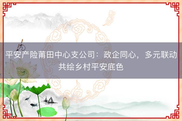 平安产险莆田中心支公司：政企同心，多元联动共绘乡村平安底色