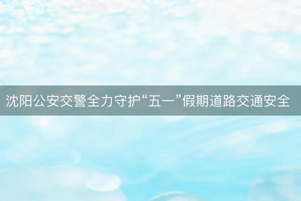 沈阳公安交警全力守护“五一”假期道路交通安全 