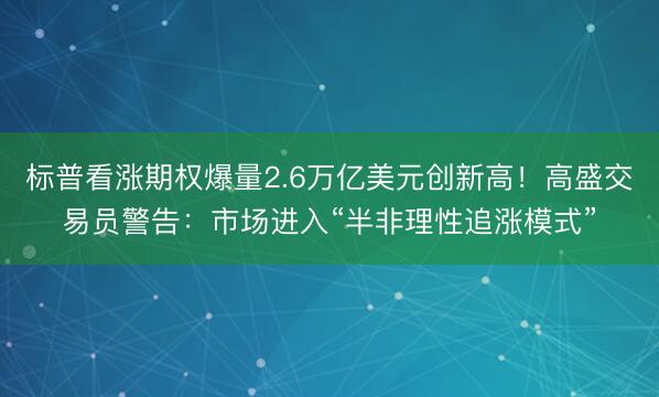 标普看涨期权爆量2.6万亿美元创新高！高盛交易员警告：市场进入“半非理性追涨模式”