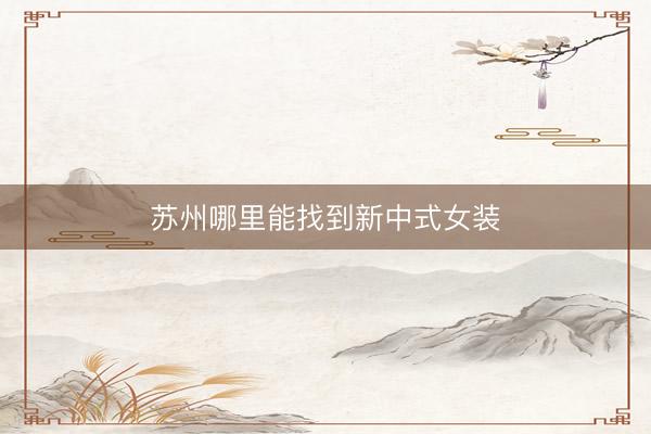 苏州哪里能找到新中式女装