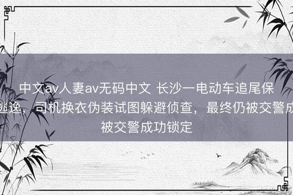 中文av人妻av无码中文 长沙一电动车追尾保时捷后逃逸，司机换衣伪装试图躲避侦查，最终仍被交警成功锁定