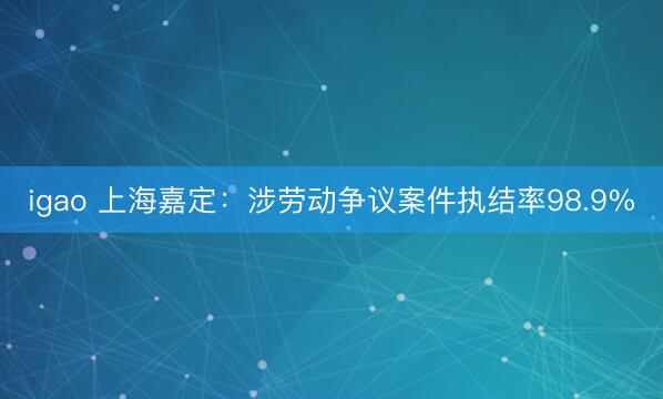 igao 上海嘉定：涉劳动争议案件执结率98.9%