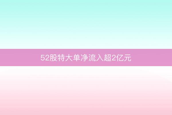52股特大单净流入超2亿元