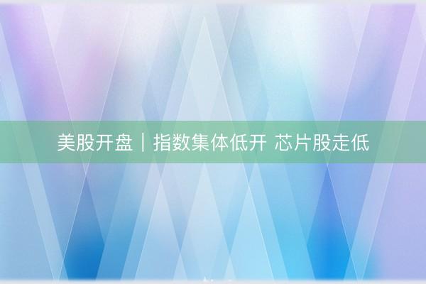 美股开盘｜指数集体低开 芯片股走低
