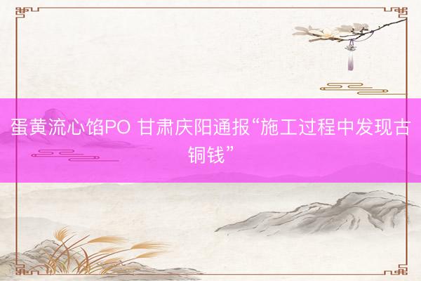 蛋黄流心馅PO 甘肃庆阳通报“施工过程中发现古铜钱”