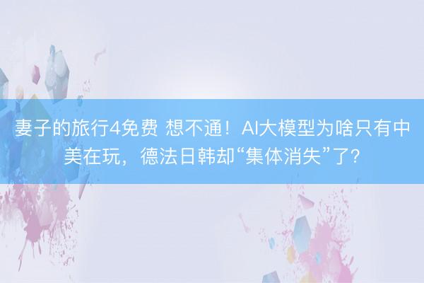 妻子的旅行4免费 想不通！AI大模型为啥只有中美在玩，德法日韩却“集体消失”了？