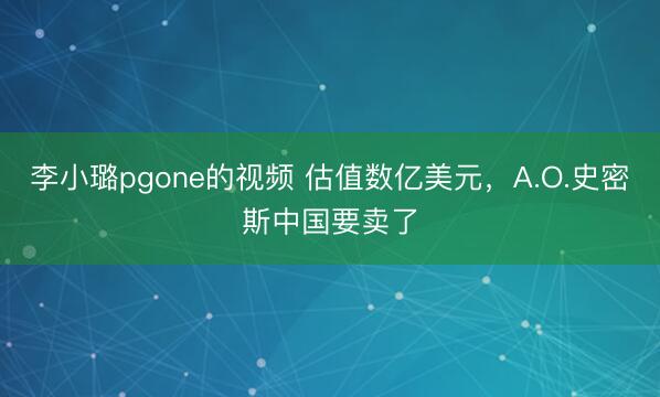李小璐pgone的视频 估值数亿美元，A.O.史密斯中国要卖了