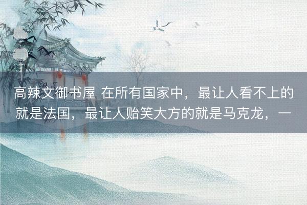 高辣文御书屋 在所有国家中,最让人看不上的就是法国,最让人贻笑大方的就是马克龙,一