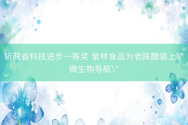 斩获省科技进步一等奖 紫林食品为老陈醋装上