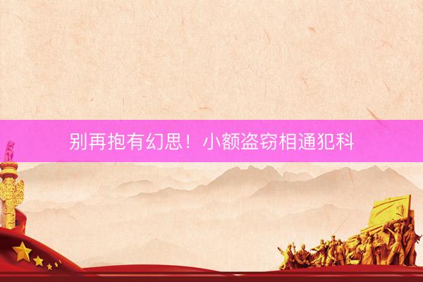 别再抱有幻思!小额盗窃相通犯科