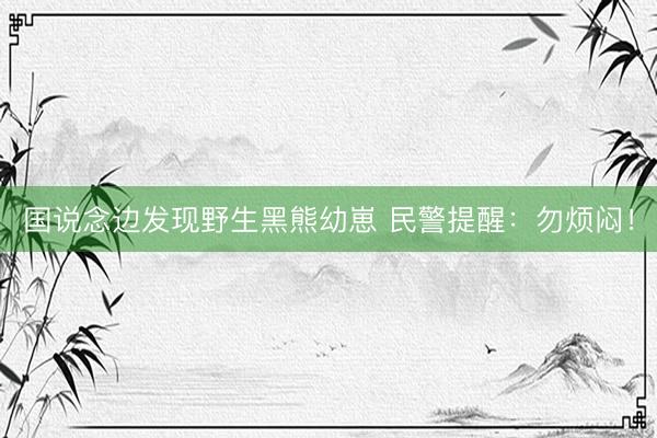 国说念边发现野生黑熊幼崽 民警提醒：勿烦闷！