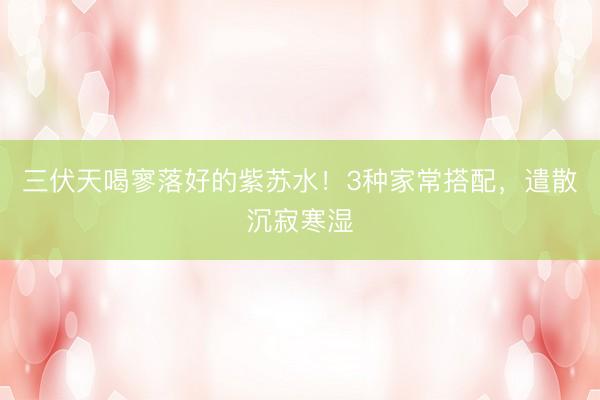 三伏天喝寥落好的紫苏水！3种家常搭配，遣散沉寂寒湿