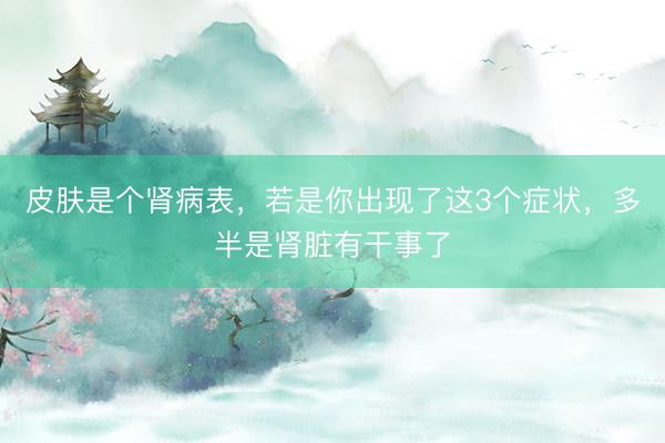 皮肤是个肾病表,若是你出现了这3个症状,多半是肾脏有干事了