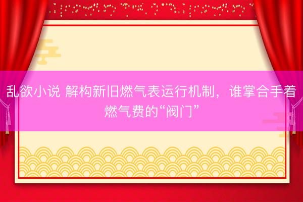 乱欲小说 解构新旧燃气表运行机制，谁掌合手着燃气费的“阀门”