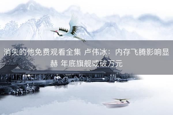 消失的他免费观看全集 卢伟冰：内存飞腾影响显赫 年底旗舰或破万元