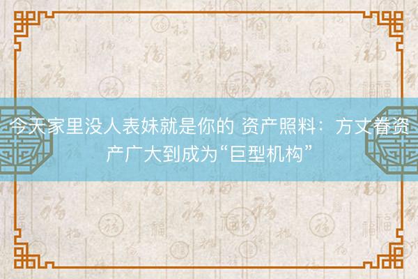 今天家里没人表妹就是你的 资产照料：方丈眷资产广大到成为“巨型机构”