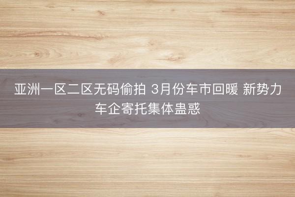 亚洲一区二区无码偷拍 3月份车市回暖 新势力车企寄托集体蛊惑