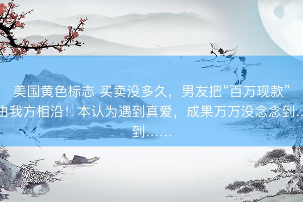 美国黄色标志 买卖没多久，男友把“百万现款”交由我方相沿！本认为遇到真爱，成果万万没念念到……