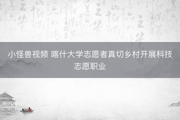 小怪兽视频 喀什大学志愿者真切乡村开展科技志愿职业