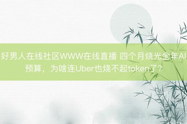 好男人在线社区WWW在线直播 四个月烧光全年AI预算，为啥连Uber也烧不起token了？