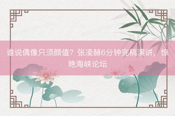 谁说偶像只须颜值？张凌赫6分钟完稿演讲，惊艳海峡论坛