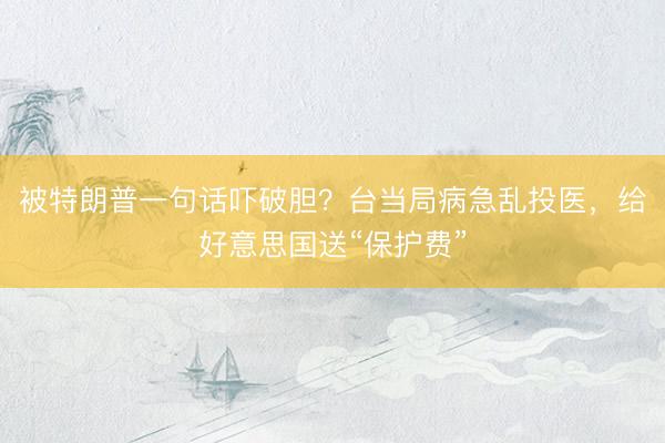 被特朗普一句话吓破胆？台当局病急乱投医，给好意思国送“保护费”